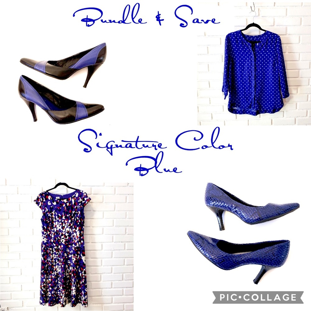 Signature Color Blue Bundle Dress, Blouse & Shoes